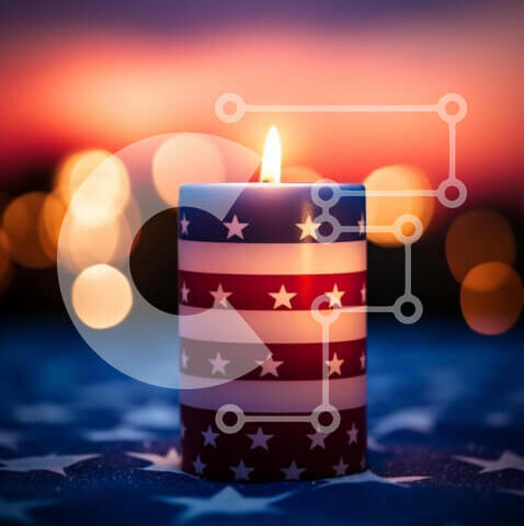 Intra Συλλεκτικό Ξύλινο Παζλ Plywood 4mm - Πατριωτικό κερί για τις 4 Ιουλίου Σε Ξύλινο Κουτί - Διαστάσεις: 10x10 cm – 25 κομμάτια - Image 1