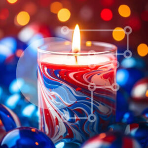 Intra Συλλεκτικό Ξύλινο Παζλ Plywood  4mm - Πατριωτικό κερί σε κόκκινα, λευκά και μπλε στολίδια Σε Ξύλινο Κουτί - Διαστάσεις: 10x10 cm – 25 κομμάτια