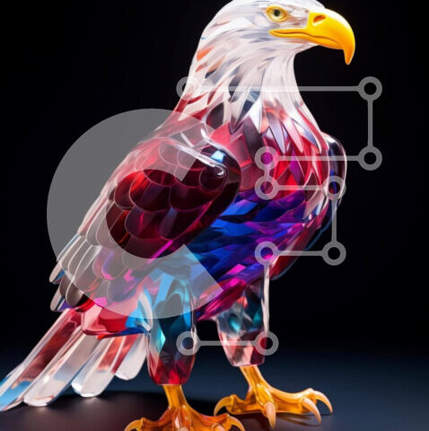 Intra Συλλεκτικό Ξύλινο Παζλ Plywood  4mm - Πολύχρωμο Γυάλινο Γλυπτό Αετού Σε Ξύλινο Κουτί - Διαστάσεις Puzzle: 10x10 cm – 25 κομμάτια - Image 1