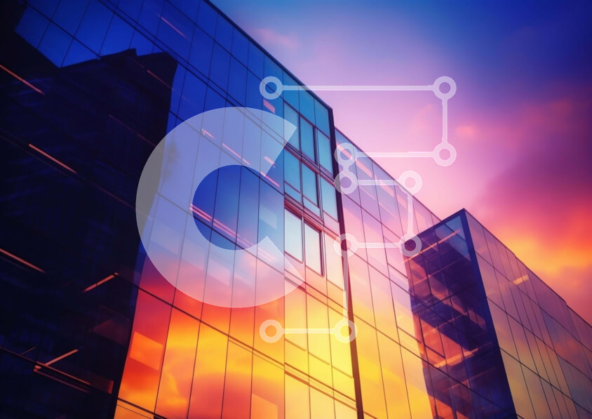 Intra Συλλεκτικό Ξύλινο Παζλ Plywood  4mm - Πολύχρωμο ηλιοβασίλεμα με αντανακλαστικά κτίρια Σε Ξύλινο Κουτί - Διαστάσεις Puzzle: 10x10 cm – 25 κομμάτια