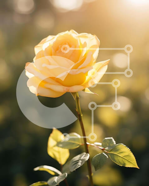 Intra Συλλεκτικό Ξύλινο Παζλ Plywood  4mm - Κίτρινο τριαντάφυλλο στο ηλιόλουστο πεδίο Σε Ξύλινο Κουτί - Διαστάσεις: 10x10 cm – 25 κομμάτια