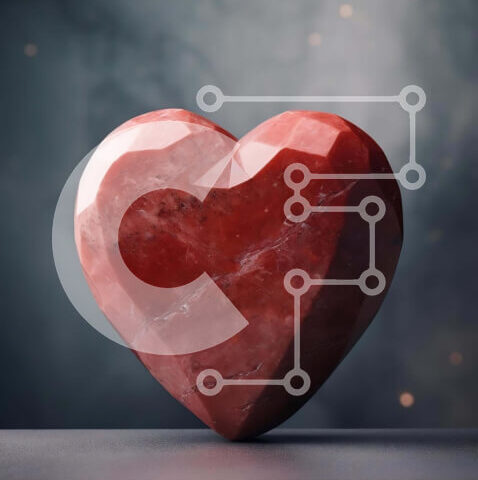 Intra Συλλεκτικό Ξύλινο Παζλ Plywood  4mm - Κόκκινη πέτρα σε σχήμα καρδιάς σε ξύλινο τραπέζι Σε Ξύλινο Κουτί - Διαστάσεις: 10x10 cm – 25 κομμάτια - Image 1