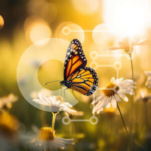 Intra Συλλεκτικό Ξύλινο Παζλ Plywood  4mm - Monarch Butterfly στις μαργαρίτες Σε Ξύλινο Κουτί - Διαστάσεις: 10x10 cm – 25 κομμάτια