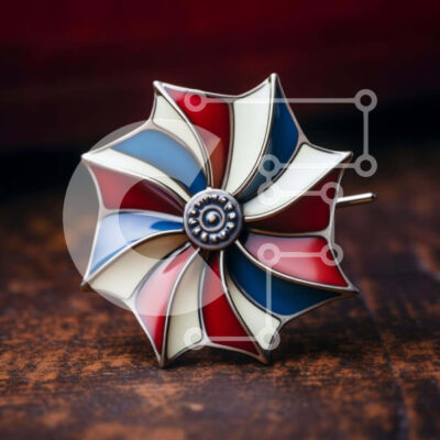 Intra Συλλεκτικό Ξύλινο Παζλ Plywood 4mm - Κόκκινη, λευκή και μπλε καρφίτσα με σχέδιο ομπρέλας Σε Ξύλινο Κουτί - Διαστάσεις Puzzle: 10x10 cm – 25 κομμάτια - Image 1