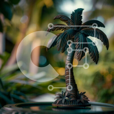 Intra Συλλεκτικό Ξύλινο Παζλ Plywood  4mm - Μικρό άγαλμα φοίνικα στον βοτανικό κήπο Σε Ξύλινο Κουτί - Διαστάσεις: 10x10 cm – 25 κομμάτια - Image 1