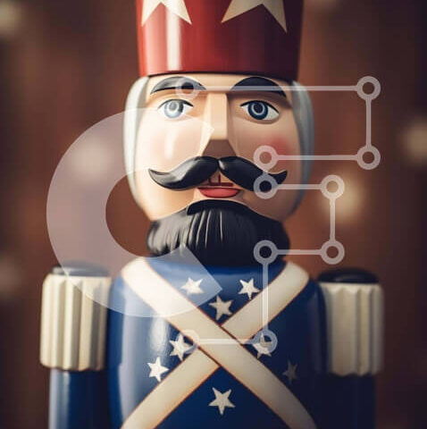 Intra Συλλεκτικό Ξύλινο Παζλ Plywood  4mm - Ξύλινος Καρυοθραύστης με Πατριωτικά αστέρια Σε Ξύλινο Κουτί - Διαστάσεις: 10x10 cm – 25 κομμάτια - Image 1