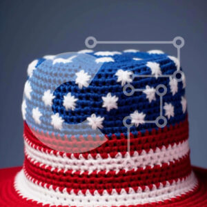 Intra Συλλεκτικό Ξύλινο Παζλ Plywood  4mm - Πατριωτικό κροσέ καπέλο με αστέρια και ρίγες Σε Ξύλινο Κουτί - Διαστάσεις Puzzle: 10x10 cm – 25 κομμάτια