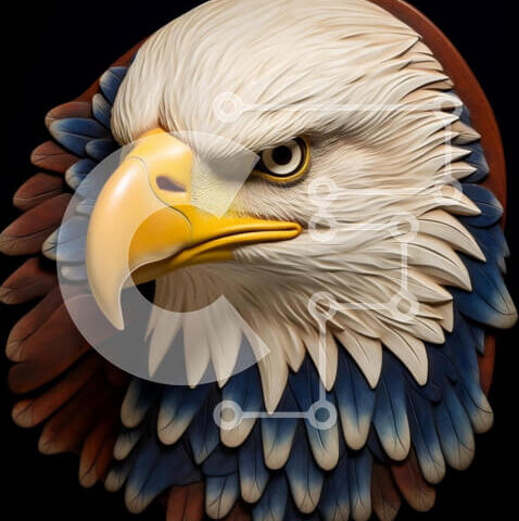 Intra Συλλεκτικό Ξύλινο Παζλ Plywood  4mm - Γλυπτό του κεφαλιού του αετού σε μαύρο και άσπρο Σε Ξύλινο Κουτί - Διαστάσεις Puzzle: 10x10 cm – 25 κομμάτια - Image 1