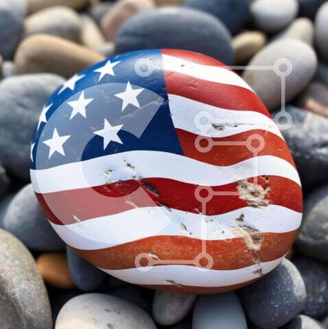 Intra Συλλεκτικό Ξύλινο Παζλ Plywood  4mm - Ροκ με αμερικανική σημαία Σε Ξύλινο Κουτί - Διαστάσεις Puzzle: 10x10 cm – 25 κομμάτια - Image 1