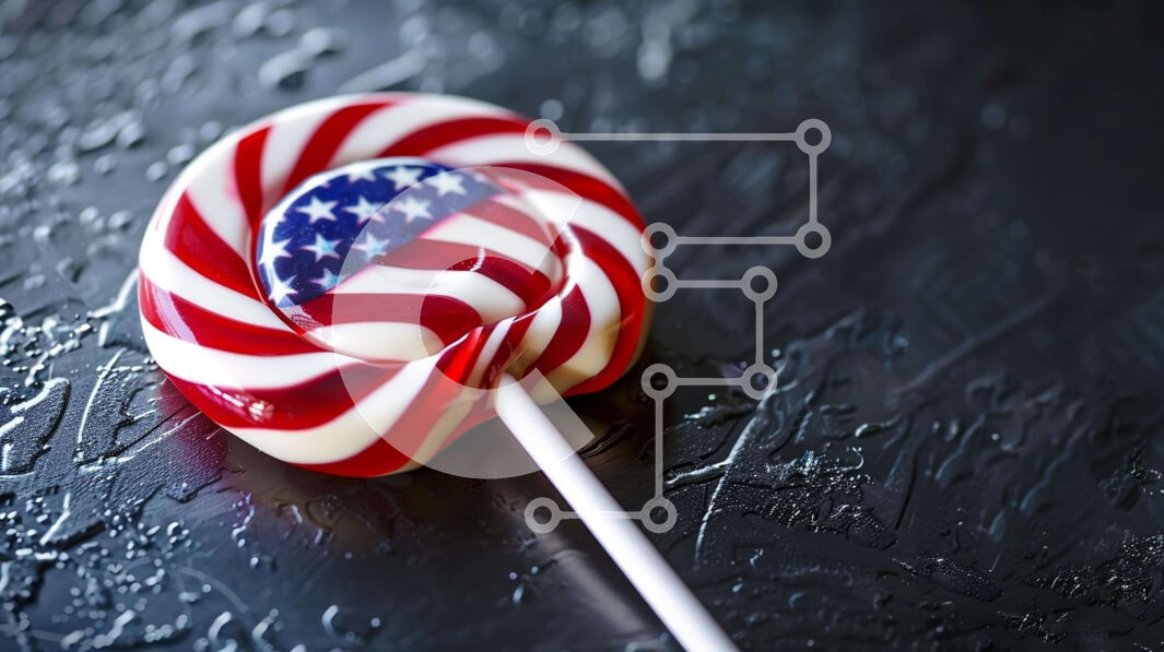 Intra Συλλεκτικό Ξύλινο Παζλ Plywood  4mm - Πατριωτικό γλειφιτζούρι σε χρώματα αμερικανικής σημαίας Σε Ξύλινο Κουτί - Διαστάσεις Puzzle: 10x10 cm – 25 κομμάτια