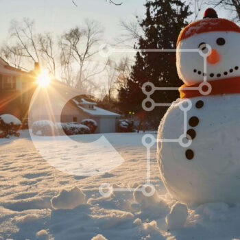Intra Συλλεκτικό Ξύλινο Παζλ Plywood 4mm - Χιονάνθρωπος στο χιόνι με πορτοκαλί καπέλο και κασκόλ Σε Ξύλινο Κουτί - Διαστάσεις Puzzle: 10x10 cm – 25 κομμάτια - Image 1