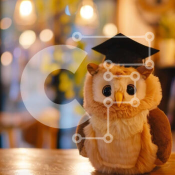 Intra Συλλεκτικό Ξύλινο Παζλ Plywood  4mm - Κουκουβάγια αποφοίτησης στο τραπέζι Σε Ξύλινο Κουτί - Διαστάσεις Puzzle: 10x10 cm – 25 κομμάτια - Image 1