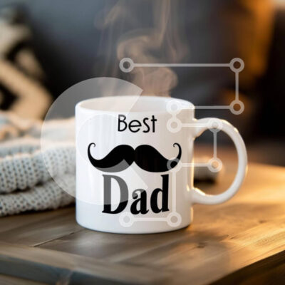 Intra Συλλεκτικό Ξύλινο Παζλ Plywood  4mm - Η καλύτερη κούπα καφέ Dad σε ξύλινο τραπέζι τη νύχτα Σε Ξύλινο Κουτί - Διαστάσεις Puzzle: 10x10 cm – 25 κομμάτια - Image 1