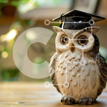 Intra Συλλεκτικό Ξύλινο Παζλ Plywood  4mm - Ειδώλιο κουκουβάγιας με καπάκι αποφοίτησης Σε Ξύλινο Κουτί - Διαστάσεις Puzzle: 10x10 cm – 25 κομμάτια - Image 1