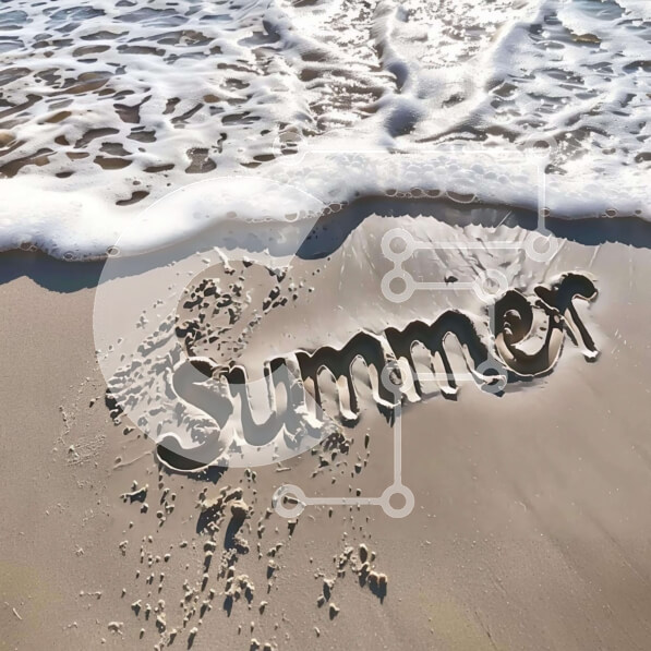 Intra Συλλεκτικό Ξύλινο Παζλ Plywood  4mm - Καλοκαιρινή λέξη γραμμένη στην άμμο στην παραλία με τα κύματα του ωκεανού Σε Ξύλινο Κουτί - Διαστάσεις Puzzle: 10x10 cm – 25 κομμάτια