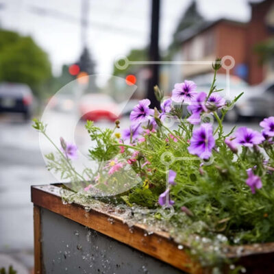 Intra Συλλεκτικό Ξύλινο Παζλ Plywood  4mm - Ξύλινη ζαρντινιέρα με μωβ λουλούδια και αυτοκίνητα Σε Ξύλινο Κουτί - Διαστάσεις: 10x10 cm – 25 κομμάτια - Image 1