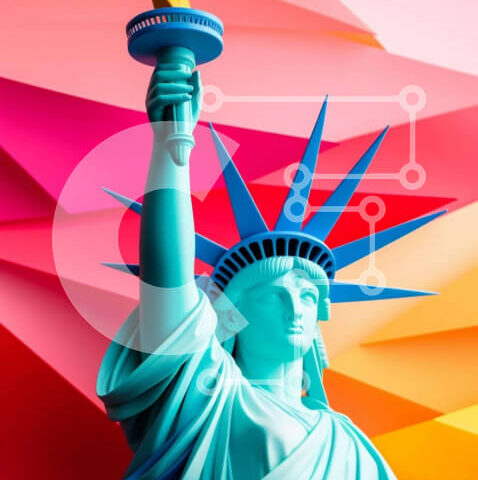 Intra Συλλεκτικό Ξύλινο Παζλ Plywood 4mm - Αφηρημένο άγαλμα της ελευθερίας με τη δάδα Σε Ξύλινο Κουτί - Διαστάσεις Puzzle: 10x10 cm – 25 κομμάτια - Image 1