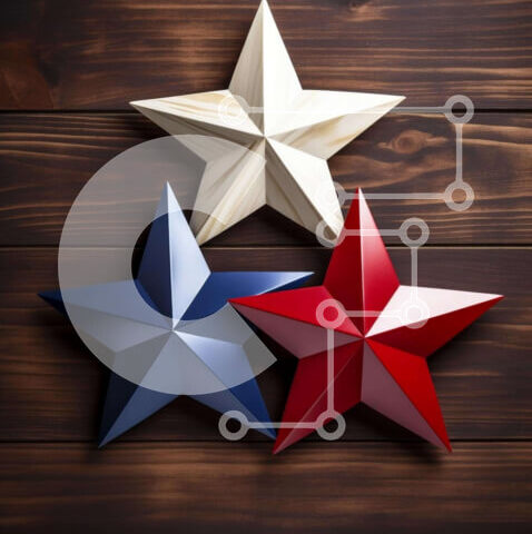 Intra Συλλεκτικό Ξύλινο Παζλ Plywood  4mm - Πατριωτικό χάρτινο διακοσμητικό αστέρια Σε Ξύλινο Κουτί - Διαστάσεις Puzzle: 10x10 cm – 25 κομμάτια - Image 1