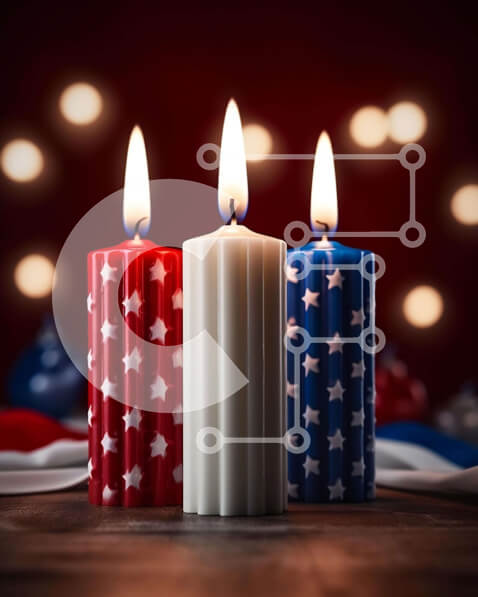 Intra Συλλεκτικό Ξύλινο Παζλ Plywood  4mm - Κόκκινα, λευκά και μπλε πατριωτικά κεριά Σε Ξύλινο Κουτί - Διαστάσεις: 10x10 cm – 25 κομμάτια