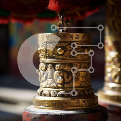 Intra Συλλεκτικό Ξύλινο Παζλ Plywood  4mm - Ζευγάρι χρυσές καμπάνες σε ξύλινους στύλους Σε Ξύλινο Κουτί - Διαστάσεις Puzzle: 10x10 cm – 25 κομμάτια - Image 1