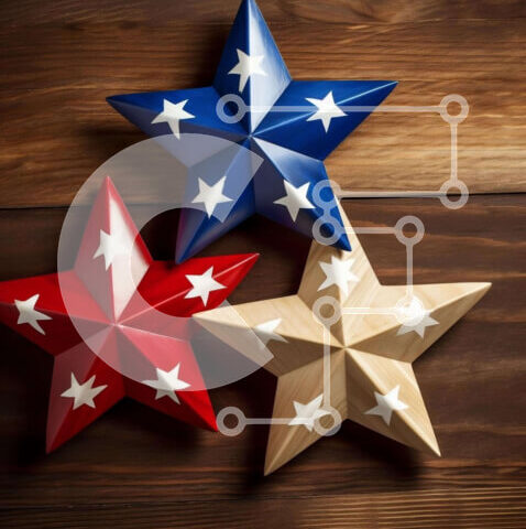 Intra Συλλεκτικό Ξύλινο Παζλ Plywood  4mm - Πατριωτικά Ξύλινα Αστέρια Σε Ξύλινο Κουτί - Διαστάσεις Puzzle: 10x10 cm – 25 κομμάτια - Image 1