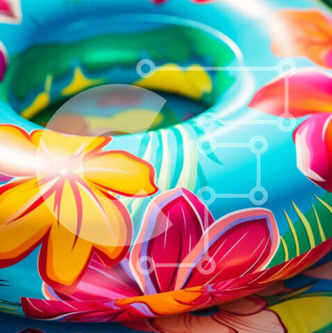 Intra Συλλεκτικό Ξύλινο Παζλ Plywood  4mm - Πολύχρωμο φουσκωτό πλωτήρα πισίνας και σωσίβιο Σε Ξύλινο Κουτί - Διαστάσεις Puzzle: 10x10 cm – 25 κομμάτια - Image 1