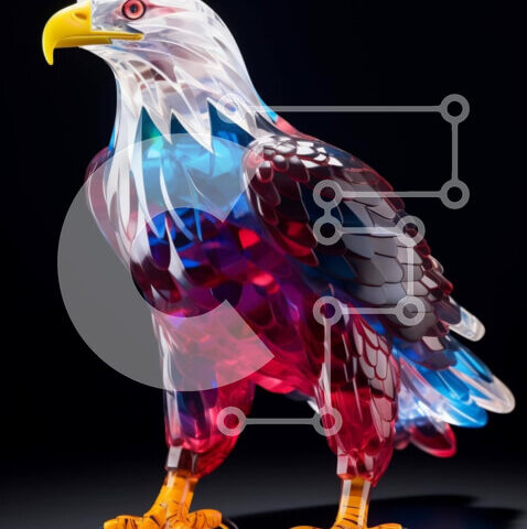 Intra Συλλεκτικό Ξύλινο Παζλ Plywood  4mm - Πολύχρωμο Γυάλινο Γλυπτό Αετού Σε Ξύλινο Κουτί - Διαστάσεις Puzzle: 10x10 cm – 25 κομμάτια - Image 1