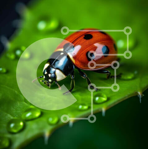 Intra Συλλεκτικό Ξύλινο Παζλ Plywood  4mm - Πασχαλίτσα σε πράσινο φύλλο με σταγονίδια νερού Σε Ξύλινο Κουτί - Διαστάσεις: 10x10 cm – 25 κομμάτια - Image 1