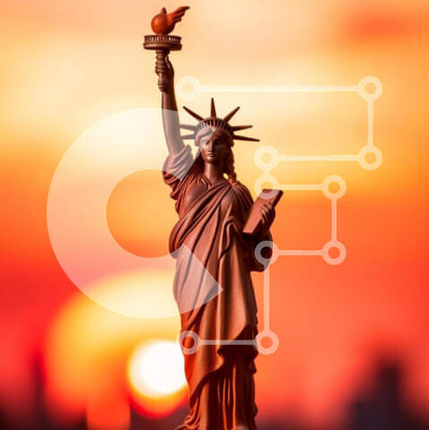 Intra Συλλεκτικό Ξύλινο Παζλ Plywood  4mm - Άγαλμα της Ελευθερίας στο ηλιοβασίλεμα Σε Ξύλινο Κουτί - Διαστάσεις Puzzle: 10x10 cm – 25 κομμάτια - Image 1