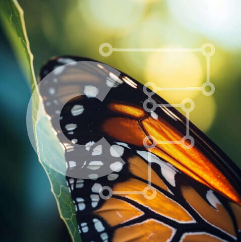 Intra Συλλεκτικό Ξύλινο Παζλ Plywood  4mm - Πεταλούδα Monarch που στηρίζεται σε ένα φύλλο Σε Ξύλινο Κουτί - Διαστάσεις: 10x10 cm – 25 κομμάτια - Image 1