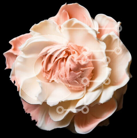 Intra Συλλεκτικό Ξύλινο Παζλ Plywood 4mm - Ροζ και Λευκό Φοντάν λουλούδι Σε Ξύλινο Κουτί - Διαστάσεις: 10x10 cm – 25 κομμάτια - Image 1