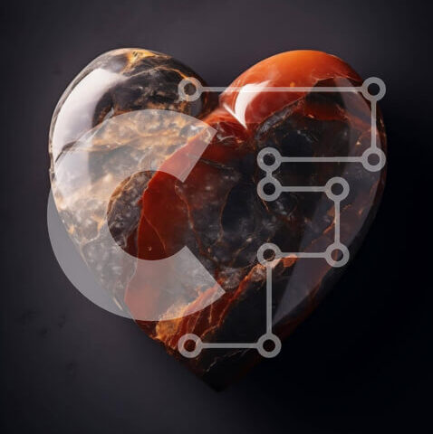 Intra Συλλεκτικό Ξύλινο Παζλ Plywood  4mm - Πέτρα σε σχήμα καρδιάς σε σκούρο φόντο Σε Ξύλινο Κουτί - Διαστάσεις: 10x10 cm – 25 κομμάτια - Image 1