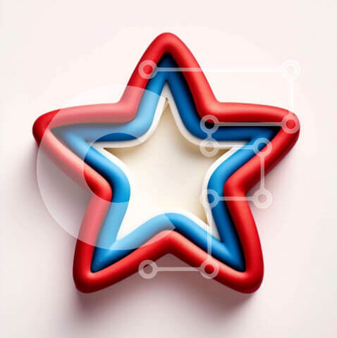 Intra Συλλεκτικό Ξύλινο Παζλ Plywood 4mm - Κόκκινο, λευκό και μπλε κόφτη μπισκότων σε σχήμα αστεριού Σε Ξύλινο Κουτί - Διαστάσεις Puzzle: 10x10 cm – 25 κομμάτια - Image 1