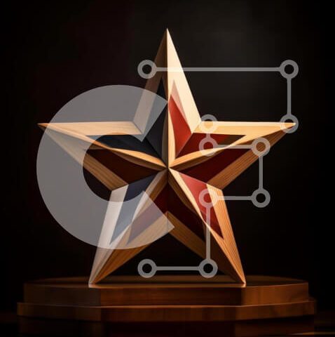 Intra Συλλεκτικό Ξύλινο Παζλ Plywood  4mm - Τρόπαιο σε σχήμα αστεριού με στοιχεία σημαίας και αστέρια του δήμου της Νέας Υόρκης Σε Ξύλινο Κουτί - Διαστάσεις: 10x10 cm – 25 κομμάτια - Image 1