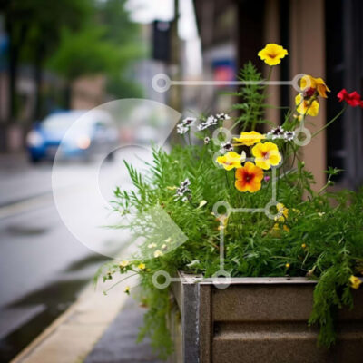 Intra Συλλεκτικό Ξύλινο Παζλ Plywood  4mm - Πολύχρωμο κουτί λουλουδιών στη βροχή Σε Ξύλινο Κουτί - Διαστάσεις: 10x10 cm – 25 κομμάτια - Image 1