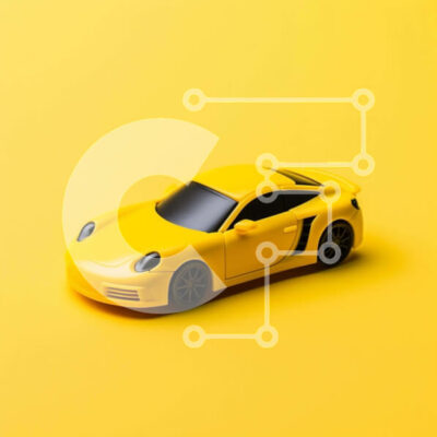 Intra Συλλεκτικό Ξύλινο Παζλ Plywood 4mm - Κίτρινο παιχνίδι αυτοκίνητο σε πορτοκαλί φόντο Σε Ξύλινο Κουτί - Διαστάσεις Puzzle: 10x10 cm – 25 κομμάτια - Image 1