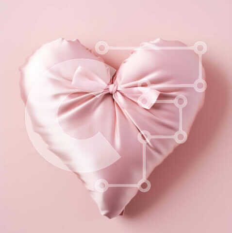 Intra Συλλεκτικό Ξύλινο Παζλ Plywood 4mm - Μαξιλάρι σε σχήμα καρδιάς με κορδέλα σε ροζ φόντο Σε Ξύλινο Κουτί - Διαστάσεις Puzzle: 10x10 cm – 25 κομμάτια - Image 1