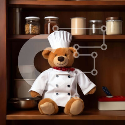 Intra Συλλεκτικό Ξύλινο Παζλ Plywood 4mm - Teddy Bear Chef στην κουζίνα Σε Ξύλινο Κουτί - Διαστάσεις: 10x10 cm – 25 κομμάτια - Image 1