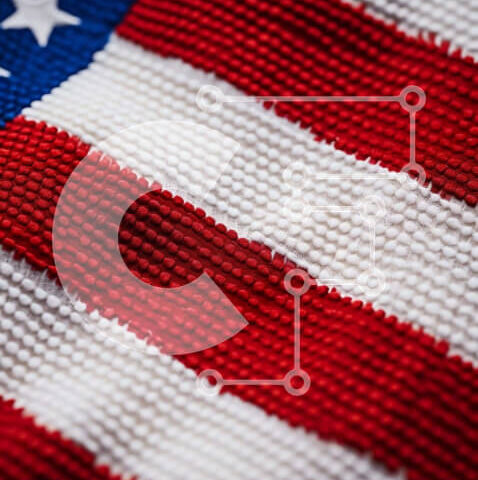 Intra Συλλεκτικό Ξύλινο Παζλ Plywood  4mm - Κοντινό πλάνο της κόκκινης, λευκής και μπλε αμερικανικής σημαίας Σε Ξύλινο Κουτί - Διαστάσεις Puzzle: 10x10 cm – 25 κομμάτια - Image 1