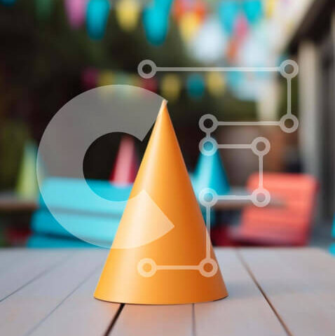 Intra Συλλεκτικό Ξύλινο Παζλ Plywood 4mm - Πορτοκαλί καπέλο για πάρτι σε ξύλινο τραπέζι Σε Ξύλινο Κουτί - Διαστάσεις Puzzle: 10x10 cm – 25 κομμάτια - Image 1