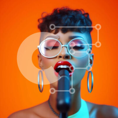 Intra Συλλεκτικό Ξύλινο Παζλ Plywood  4mm - Γυναίκα που τραγουδά στο πορτοκαλί μικρόφωνο Σε Ξύλινο Κουτί - Διαστάσεις Puzzle: 10x10 cm – 25 κομμάτια - Image 1