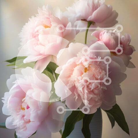 Intra Συλλεκτικό Ξύλινο Παζλ Plywood  4mm - Λευκό βάζο με ροζ παιώνιες Σε Ξύλινο Κουτί - Διαστάσεις: 10x10 cm – 25 κομμάτια - Image 1