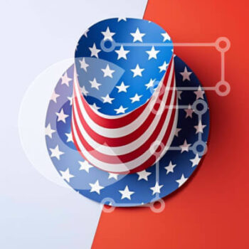 Intra Συλλεκτικό Ξύλινο Παζλ Plywood  4mm - Χάρτινο καπέλο κόκκινο, λευκό και μπλε με σχέδιο αμερικανικής σημαίας Σε Ξύλινο Κουτί - Διαστάσεις Puzzle: 10x10 cm – 25 κομμάτια - Image 1