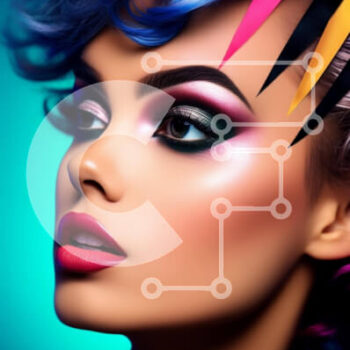 Intra Συλλεκτικό Ξύλινο Παζλ Plywood  4mm - Γυναίκα με πολύχρωμα μαλλιά και μακιγιάζ Σε Ξύλινο Κουτί - Διαστάσεις Puzzle: 10x10 cm – 25 κομμάτια - Image 1