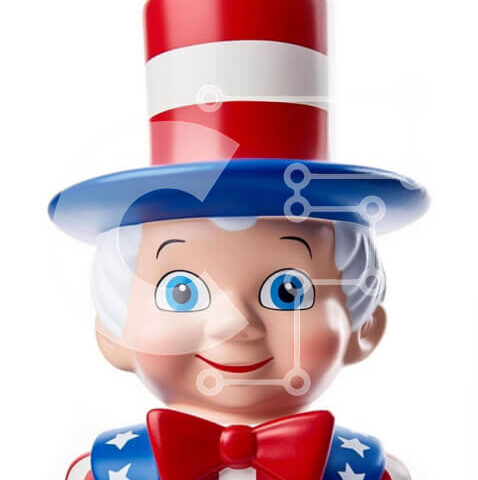 Intra Συλλεκτικό Ξύλινο Παζλ Plywood  4mm - Φιγούρα παιχνιδιού με καπέλο αμερικανικής σημαίας Σε Ξύλινο Κουτί - Διαστάσεις Puzzle: 10x10 cm – 25 κομμάτια - Image 1