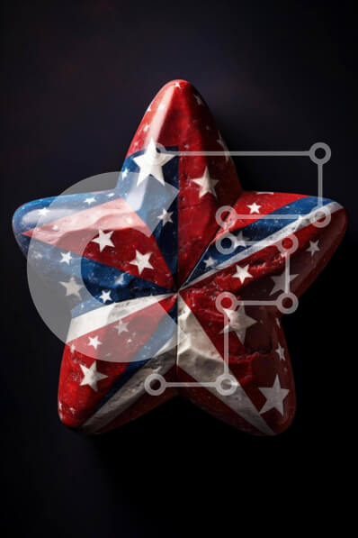 Intra Συλλεκτικό Ξύλινο Παζλ Plywood  4mm - Εικόνα αστεριού αμερικανικής σημαίας Σε Ξύλινο Κουτί - Διαστάσεις Puzzle: 10x10 cm – 25 κομμάτια