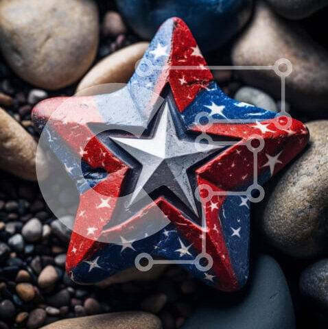 Intra Συλλεκτικό Ξύλινο Παζλ Plywood  4mm - Κόκκινο, λευκό και μπλε βράχο σε σχήμα αστεριού Σε Ξύλινο Κουτί - Διαστάσεις Puzzle: 10x10 cm – 25 κομμάτια - Image 1