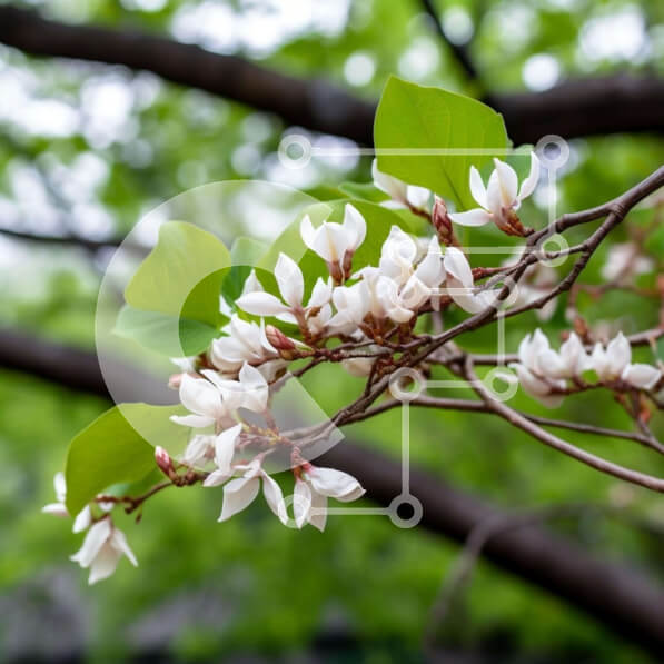 Intra Συλλεκτικό Ξύλινο Παζλ Plywood  4mm - Κλαδί δέντρου με λευκά λουλούδια και επικονίαση μελισσών Σε Ξύλινο Κουτί - Διαστάσεις: 10x10 cm – 25 κομμάτια