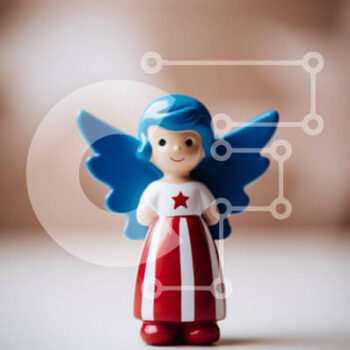 Intra Συλλεκτικό Ξύλινο Παζλ Plywood  4mm - Γαλανόλευκο ειδώλιο αγγέλου Σε Ξύλινο Κουτί - Διαστάσεις Puzzle: 10x10 cm – 25 κομμάτια - Image 1