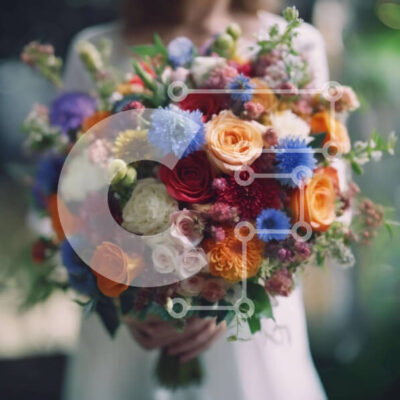 Intra Συλλεκτικό Ξύλινο Παζλ Plywood 4mm - Νύφη με πολύχρωμο μπουκέτο λουλουδιών που περπατά στο δρόμο Σε Ξύλινο Κουτί - Διαστάσεις Puzzle: 10x10 cm – 25 κομμάτια - Image 1